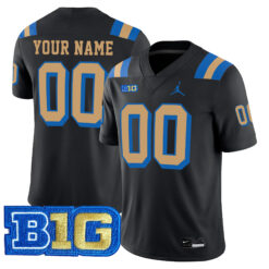 Custom UCLA Bruins Football Black Alternate Stitched Jersey w/ B1G Patch