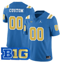 Custom UCLA Bruins Football Blue Vapor Limited Stitched Jersey w/ B1G Patch