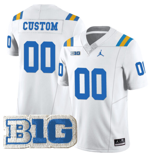Custom UCLA Bruins Football White Vapor Limited Stitched Jersey w/ B1G Patch