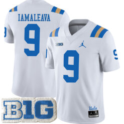 Nico Iamaleava UCLA Bruins Football White Away Stitched Jersey w/ B1G Patch