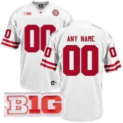 Custom Nebraska Cornhuskers Football White Stitched Jersey w/ B1G Patch
