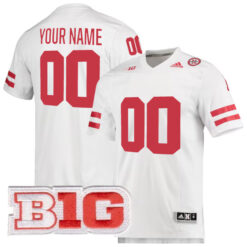 Custom Nebraska Cornhuskers Football White Premier Stitched Jersey w/ B1G Patch
