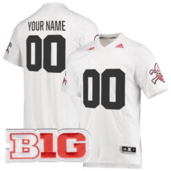 Custom Nebraska Cornhuskers Football White Premier Strategy Stitched Jersey w/ B1G Patch