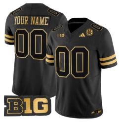Custom Nebraska Cornhuskers Football Black Gold Stitched Jersey