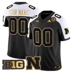 Custom Nebraska Cornhuskers Football Alternate Black Gold Stitched Jersey