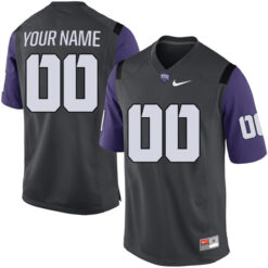 Custom TCU Horned Frogs Football Anthracite Stitched Jersey