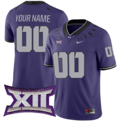 Custom TCU Horned Frogs Football Purple Home Game Stitched Jersey w/ XII Patch