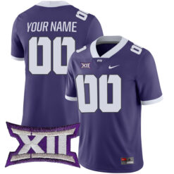 Custom TCU Horned Frogs Football Purple Game Stitched Jersey w/ XII Patch