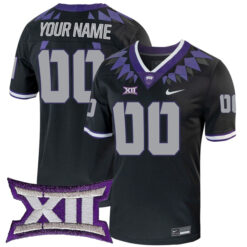 Custom TCU Horned Frogs Football Black Alternate Game Stitched Jersey w/ XII Patch