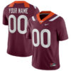 Custom Virginia Tech Hokies Football Maroon Home Game Stitched Jersey
