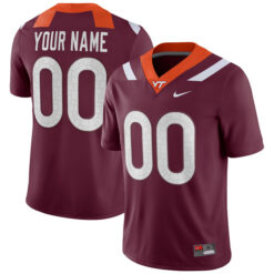 Custom Virginia Tech Hokies Football Maroon Home Game Stitched Jersey