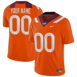 Custom Virginia Tech Hokies Football Orange Alternate Game Stitched Jersey