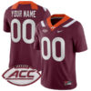 Custom Virginia Tech Hokies Football Maroon Home Game Stitched Jersey w/ ACC Patch