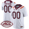 Custom Virginia Tech Hokies Football White Away Game Stitched Jersey w/ ACC Patch
