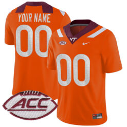 Custom Virginia Tech Hokies Football Orange Alternate Game Stitched Jersey w/ ACC Patch