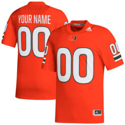 Custom Miami Hurricanes Football Orange Home Game Stitched Jersey