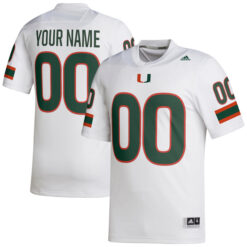 Custom Miami Hurricanes Football White Away Game Stitched Jersey