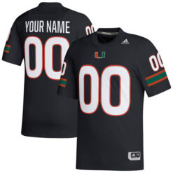 Custom Miami Hurricanes Football Black Alternate Game Stitched Jersey
