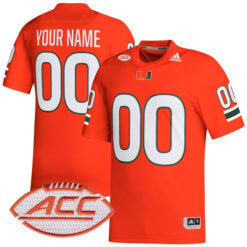Custom Miami Hurricanes Football Orange Home Game Stitched Jersey w/ ACC Patch