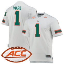Cam Ward Miami Hurricanes Football White Away Stitched Jersey w/ ACC Patch