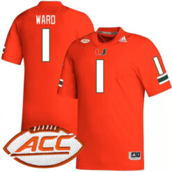 Cam Ward Miami Hurricanes Football Orange Home Game Stitched Jersey w/ ACC Patch