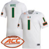 Cam Ward Miami Hurricanes Football White Away Game Stitched Jersey w/ ACC Patch