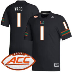 Cam Ward Miami Hurricanes Football Black Alternate Game Stitched Jersey w/ ACC Patch