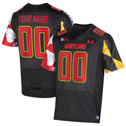 Custom Maryland Terrapins Football Black Alternate Game Stitched Jersey w/ B1G Patch