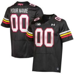 Custom Maryland Terrapins Football Black Stitched Jersey w/ B1G Patch