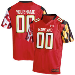 Custom Maryland Terrapins Football Red Home Game Stitched Jersey