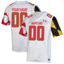 Custom Maryland Terrapins Football White Away Game Stitched Jersey