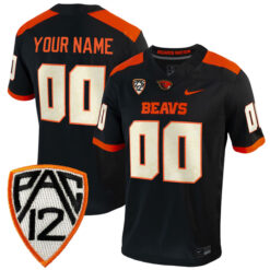 Custom Oregon State Beavers Football Black Home Stitched Jersey w/ PAC12 Patch
