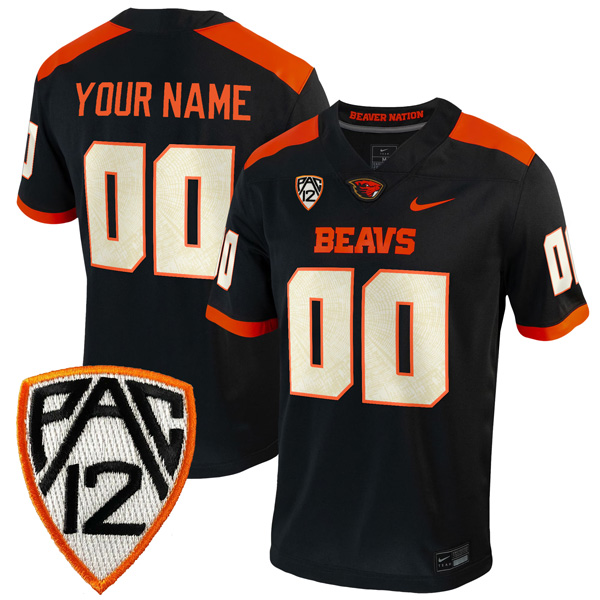 Custom Oregon State Beavers Football Black Home Stitched Jersey w/ PAC12 Patch