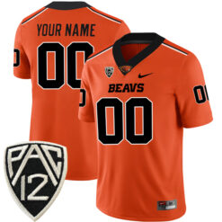 Custom Oregon State Beavers Football Orange Alternate Game Stitched Jersey w/ PAC12 Patch