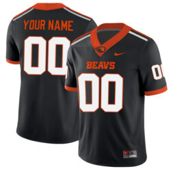 Custom Oregon State Beavers Football Black Home Game Stitched Jersey