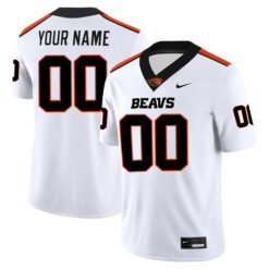 Custom Oregon State Beavers Football White Away Game Stitched Jersey