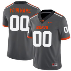 Custom Oregon State Beavers Football Grey Alternate Game Stitched Jersey