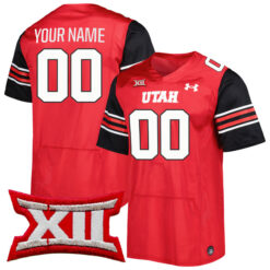 Custom Utah Utes Football Red Home Game Stitched Jersey w/ BIG12 Patch