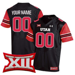 Custom Utah Utes Football Black Alternate Game Stitched Jersey w/ BIG12 Patch
