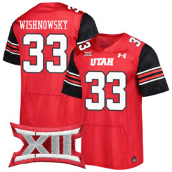 Mitch Wishnowsky Utah Utes Football Red Home Game Stitched Jersey w/ XII Patch