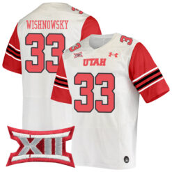 Mitch Wishnowsky Utah Utes Football White Away Game Stitched Jersey w/ XII Patch