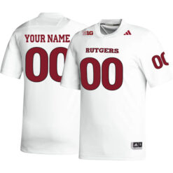 Custom Rutgers Scarlet Knights Football White Away Game Stitched Jersey w/ B1G Patch