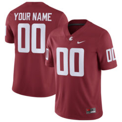 Custom Washington State Cougars Football Crimson Home Game Jersey - All Stitched