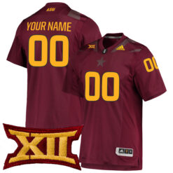 Custom Arizona State Sun Devils Football Maroon Premier Stitched Jersey w/ XII Patch