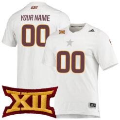 Custom Arizona State Sun Devils Football White Aeroready Stitched Jersey w/ XII Patch
