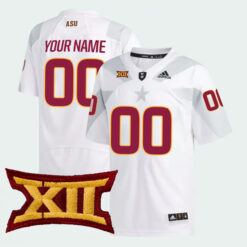 Custom Arizona State Sun Devils Football White Game Stitched Jersey w/ XII Patch