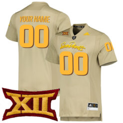 Custom Arizona State Sun Devils Football Tan Premier Stitched Jersey w/ XII Patch