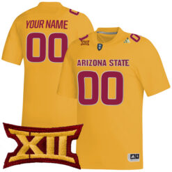 Custom Arizona State Sun Devils Football Gold Game Stitched Jersey w/ XII Patch