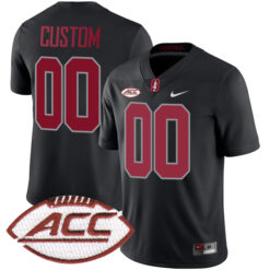 Custom Stanford Cardinal Football Black Alternate Game Stitched Jersey w/ ACC Patch