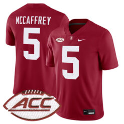 Christian McCaffrey Stanford Cardinal Football Cardinal Home Game Stitched Jersey w/ ACC Patch